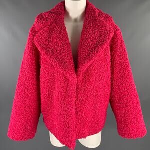 ALICE + OLIVIA Size M Pink Polyester Textured Faux Fur Jacket